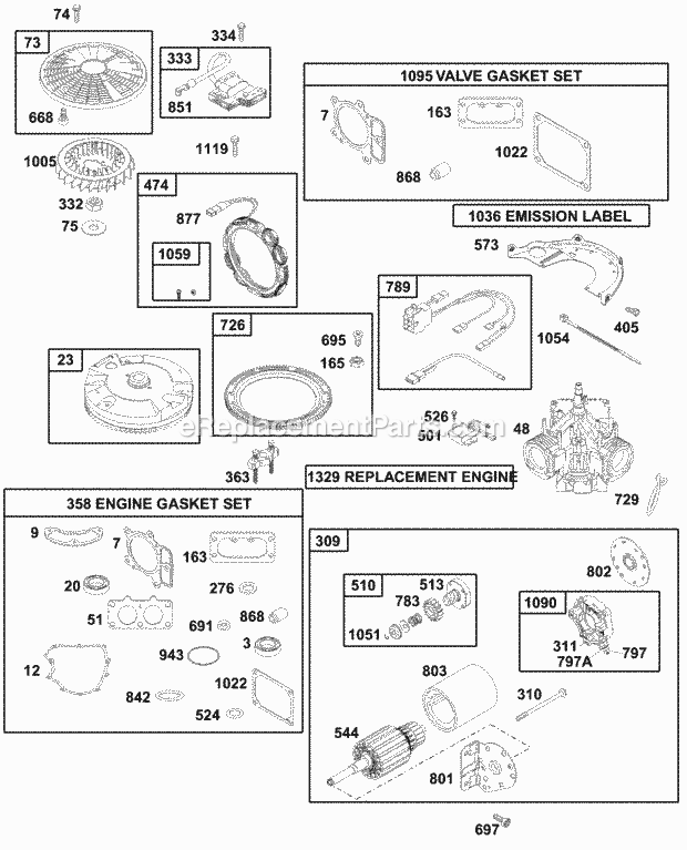 Engine (Part 3) 22 Hp Diagram and Parts List for LT1022 13AB11CH710, 13AB11CH712 Cub Cadet Lawn Tractor